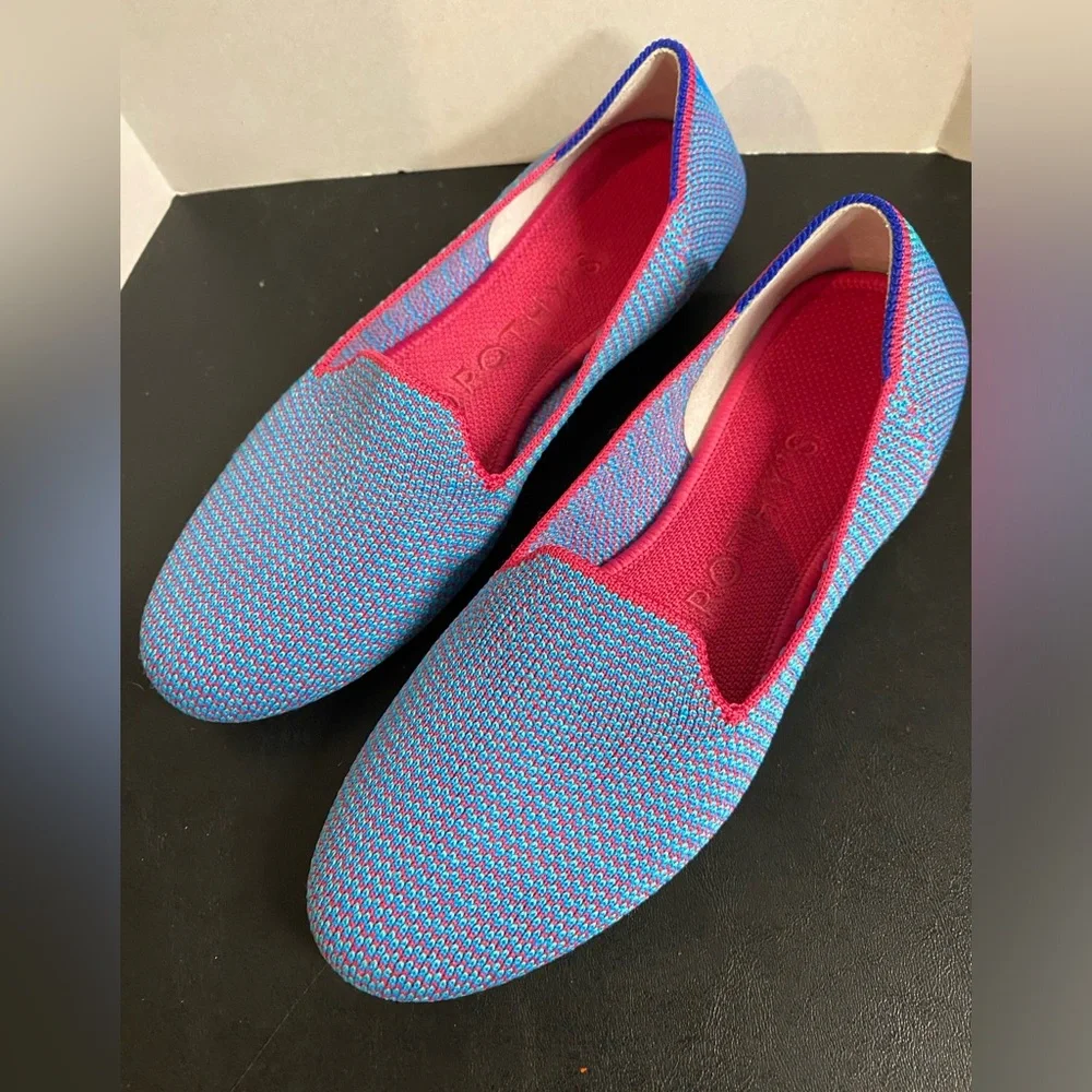 Rothys Womens The Loafer Bluebell Triple Stitch Colorway Size 6 💙🩷